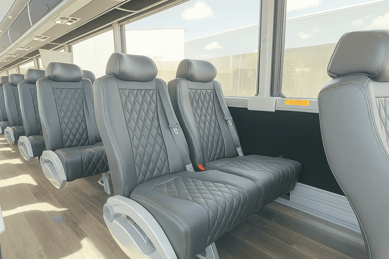 interior of Detroit Coach Bus Service charter bus